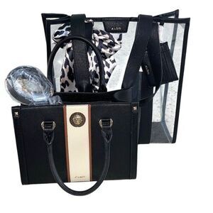 Aldo Horizon 3pc Hand Bag Set Clear Tote Top Handle Crossbody Credit Card Holder